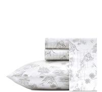Tommy Bahama - Queen Sheets, Cotton Percale Bedding Set, Crisp & Cool, Stylish Home Decor (Vintage Map Grey, Queen),Grey/White