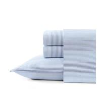 Tommy Bahama - Queen Sheets, Super Soft Cotton Percale Bedding Set with Matching Pillowcases, Crisp & Cool, Coastal Room Essentials (Weekend Stripe Blue, Queen)