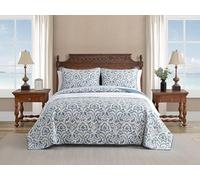 Tommy Bahama Quilt Set-100, Reversible, Lightweight & Breathable Bedding with Matching Shams, Pre-Washed for Added Softness, Cotton, Smoke Grey/Blue, King