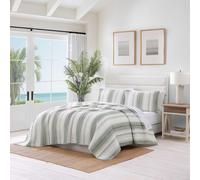 Tommy Bahama - Quilt Set Luxuriously Soft Textured Bedding with Matching Shams Striped Design Modern Home Essentials (La Prisma Green King)