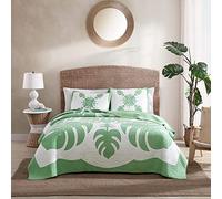 Tommy Bahama Reversible Cotton Bedding, Floral Home Decor for All Seasons, Oeko-Tex Certified, 100%, Green/Off White, King
