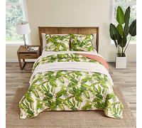 Tommy Bahama Reversible Cotton Bedding with Matching Shams, Coastal Home Decor for All Seasons, Ecru, Queen
