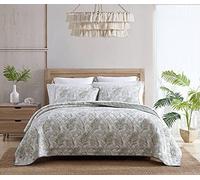 Tommy Bahama Reversible Cotton Bedding with Matching Shams, Soft Coastal Bedspread, All Season Home Decor, Green, King