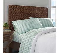 Tommy Bahama Sheet Set-100, Crisp & Cool, Lightweight & Moisture-Wicking Bedding, Cotton, Off the Grid Green/Blue/White, Queen