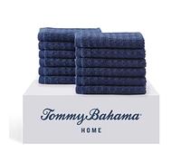 Tommy Bahama- Washcloth Set, Highly Absorbent Cotton Bathroom Decor, Low Linting & Fade Resistant (Northern Pacific Dark Blue, 12 Piece)