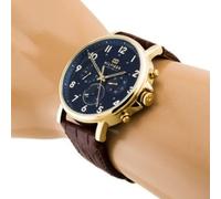 TOMMY HILFIGER 1710380 MEN'S WATCH BROWN STRAP BLUE DIAL GOLD CASE