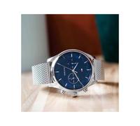 TOMMY HILFIGER 1710420 MEN'S WATCH SILVER STRAP BLUE DIAL SILVER CASE
