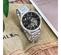 TOMMY HILFIGER 1710477 MEN'S WATCH SILVER STRAP BLACK DIAL SILVER CASE