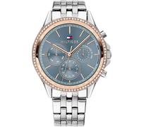 Tommy Hilfiger Blue and Rose Gold Detail Dial Stainless Steel Bracelet Ladies Watch, One Colour, Women One Colour