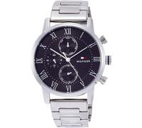 Tommy Hilfiger Men's 44mm Analogue Multifunction Quartz Watch - Grey Sunray Dial, Silver Stainless Steel Bracelet, 3 Sub-Dials, 3ATM Water Resistance - 1791397