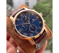TOMMY HILFIGER 1791399 MENS WATCH BROWN STRAP BLUE DIAL ROSE GOLD CASE