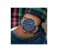 TOMMY HILFIGER 1791718 MEN'S WATCH SILVER STRAP BLUE DIAL SILVER CASE