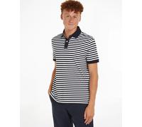 Tommy Hilfiger 1985 Short Sleeve Stripe Polo Shirt, Desert Sky/White