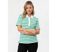 Tommy Hilfiger 1985 Regular Pique Stripe Womens Polo - Breton Ecru/Olympic Green - Breton Ecru/Olympic Green - M