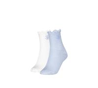 Tommy Hilfiger 2 Pack Cotton Rich Refined Monogram Ankle High Socks Light Blue