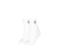 Tommy Hilfiger 2 Pack Cotton Rich Refined Monogram Ankle High Socks White