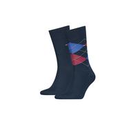 Tommy Hilfiger 2 Pack Mens Check Socks in Original - Multicolour Fabric - Size UK 6-8