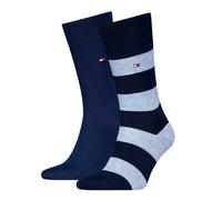 Tommy Hilfiger 2 Pack Mens Crew Stripe Socks Light Blue - Size UK 6.5-8
