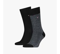 Tommy Hilfiger 2 Pack Nappy Herringbone Mens Socks Black - UK 9-12