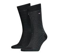 Pack of 2 Pairs of Crew Socks in Cotton Mix black + black stripes