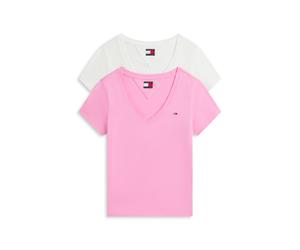 Tommy Hilfiger 2-pack V-neck Tee Ecru/pink Daisy size M | Shirts Outlet | Women | Brown M