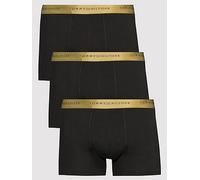 Tommy Hilfiger 3 Pack Gold Waistband Signature Trunks, Black, Size L, Men Black