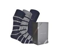 Tommy Hilfiger 3-Pack Mouline Stripe Ribbed Boots Socks Gift Box, Navy Combo - Medium/Large