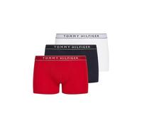 Tommy Hilfiger 3-Pack Signature Cotton Boxer Trunks, White/Medium Red/Desert Sky - Medium