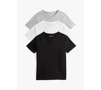 Tommy Hilfiger 3-Pack Signature Embroidery T-Shirts - Black/White/Grey
