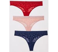 Tommy Hilfiger 3 Pack Thongs, Black, Size M, Women Black