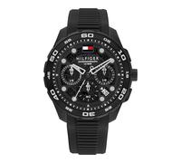 Tommy Hilfiger 44mm Men's Navy Blue Dial Black Silicone Watch