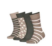 Tommy Hilfiger 8719965009202 TH Kids Socks 4P Breton Stripes Stars Ecom, camel, 27-30