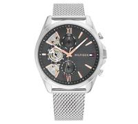 Tommy Hilfiger Analogue Multifunction Quartz Watch for Men with Silver Stainless Steel Mesh Bracelet - 1710646
