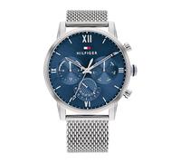 Tommy Hilfiger Men's Watch Silver Mesh Strap Blue Dial Chronograph 1791881