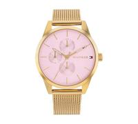 Tommy Hilfiger Analogue Multifunction Quartz Watch for Women with Gold Colored Stainless Steel Mesh Bracelet - 1782769