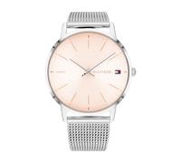 Tommy Hilfiger Analogue Quartz Watch for Women with Silver Stainless Steel Mesh Bracelet or Pink Leather Strap