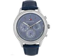 Tommy Hilfiger Ari 1781979 Women's Crystal-Set Multifunction Watch - 39mm Navy Dial & Leather Strap