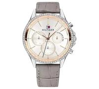 Tommy Hilfiger Ari 1781980 Women's Multifunction Watch - 38mm Silver Case Grey Leather Strap