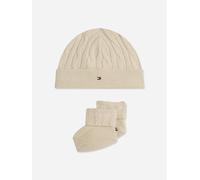 Tommy Hilfiger Baby Cable Knit Beanie and Booties Set in Beige - Beige - One size