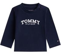 Tommy Hilfiger Baby Long Sleeve Top Monotype Logo in Cotton with Stretch, Blue (Dark Night Navy), 68