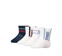 Tommy Hilfiger Baby Sport Crew Sock, Light Blue/Tommy Original, 15-18 (Pack of 4)