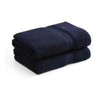 Tommy Hilfiger - Bath Towel Set, Absorbent Cotton Terry with Zero Twist, Medium Weight, Oeko-Tex Certified (Modern American Dark Blue, 2 Piece)