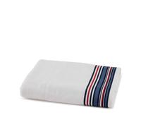 Tommy Hilfiger - Bath Towel, White (White) Terry Towelling 480gsm 100% Cotton Striped Woven Fabric, Lightweight and Absorbent, 70 x 140 cm