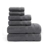 Tommy Hilfiger - Bath Towels, Super Soft & Absorbent Premium Material with Zero Twist, Oeko-Tex Certified (Harborside Solid Charcoal Grey, 6-Pack)