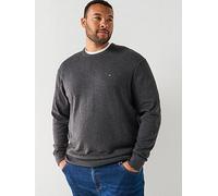 Tommy Hilfiger Big & Tall Cotton Crew Neck Knitted Jumper, Grey, Size 5Xl, Men Grey