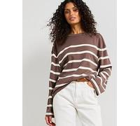 Tommy Hilfiger Boat Neck Long Sleeve Top, Brown, Size Xl, Women Brown