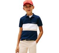 Tommy Hilfiger Boy's Mini Corp Emb Clrblock Polo Ss KB0KB10383 Polos, Blue (Dark Night Navy Colourblock), 6 Years
