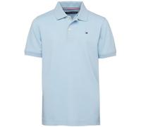 Tommy Hilfiger Boys Premium Pique, Button Closure, Soft & Comfortable Short Sleeve Polo Collared Shirt, Signature Embroidered Logo, Ivy Stretch Capri Blue, 12-14