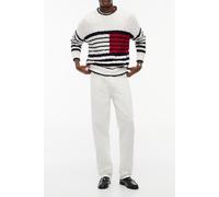 Tommy Hilfiger Breton Flag Cable Sweater Ivory/desert Sky/red size XL | Sweaters Outlet | Men | White XL