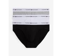 Tommy Hilfiger Men’s 3 Pack Hipster Briefs with Logo Waistband, (Black/White/Mid Grey Heather), L